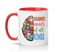 Sassy Souls Celebrate Minds of All Kinds 11oz Ceramic Novelty Mug Neurodiversity Inclusion Awareness Tea Coffee Cup Gift Red