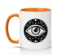 Sassy Souls Celestial Eye Moon Phases 11oz Ceramic Novelty Mug Astrology Mystical Witchy Decor Tea Coffee Cup Gift Orange