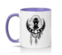 Sassy Souls Celestial Moon Goddess Womens 11oz Ceramic Novelty Mug Boho Wicca Astrology Moon Phases Tea Coffee Cup Gift Light Purple