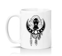Sassy Souls Celestial Moon Goddess Womens 11oz Ceramic Novelty Mug Boho Wicca Astrology Moon Phases Tea Coffee Cup Gift White