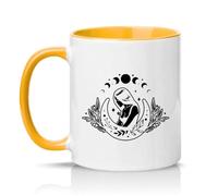 Sassy Souls Celestial Moon Goddess Womens 11oz Ceramic Novelty Mug Moon Phases Witchy Boho Tea Coffee Cup Gift Golden Yellow