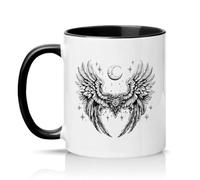 Sassy Souls Celestial Wings Moon 11oz Ceramic Novelty Mug Angel Wings Celestial Art Tea Coffee Cup Gift Black