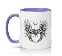 Sassy Souls Celestial Wings Moon 11oz Ceramic Novelty Mug Angel Wings Celestial Art Tea Coffee Cup Gift Light Purple