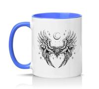 Sassy Souls Celestial Wings Moon 11oz Ceramic Novelty Mug Angel Wings Celestial Art Tea Coffee Cup Gift Blue