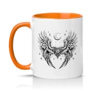 Sassy Souls Celestial Wings Moon 11oz Ceramic Novelty Mug Angel Wings Celestial Art Tea Coffee Cup Gift Orange