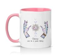 Sassy Souls Change Can Be A Good Thing 11oz Ceramic Novelty Mug Celestial Affirmation Spiritual Aesthetic Tea Coffee Cup Gift Pink