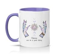Sassy Souls Change Can Be A Good Thing 11oz Ceramic Novelty Mug Celestial Affirmation Spiritual Aesthetic Tea Coffee Cup Gift Light Purple