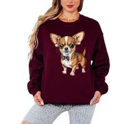 Sassy Souls Chihuahua Dog Bow Tie Womens Sweatshirt Animal Lover Ladies Pullover Jumper Graphic Sweatshirt for Women M Maroon