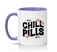 Sassy Souls Chill Pills 11oz Ceramic Novelty Mug Retro Groovy Aesthetic Tea Coffee Cup Gift Light Purple