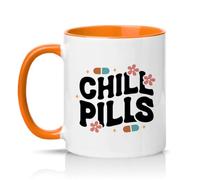 Sassy Souls Chill Pills 11oz Ceramic Novelty Mug Retro Groovy Aesthetic Tea Coffee Cup Gift Orange