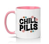 Sassy Souls Chill Pills 11oz Ceramic Novelty Mug Retro Groovy Aesthetic Tea Coffee Cup Gift Pink