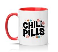 Sassy Souls Chill Pills 11oz Ceramic Novelty Mug Retro Groovy Aesthetic Tea Coffee Cup Gift Red