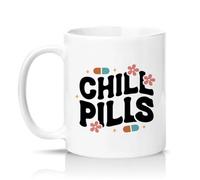 Sassy Souls Chill Pills 11oz Ceramic Novelty Mug Retro Groovy Aesthetic Tea Coffee Cup Gift White