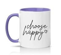 Sassy Souls Choose Happy 11oz Ceramic Novelty Mug Positivity Inspirational Tea Coffee Cup Gift Light Purple
