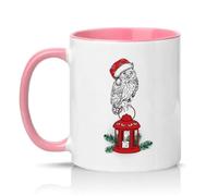 Sassy Souls Christmas Owl On Red Lantern 11oz Ceramic Novelty Mug Owl Lovers Holiday Tea Coffee Cup Gift Pink