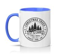 Sassy Souls Christmas Trees Cut Carry Family Owned Since 1957 Spruce Pine Fir 11oz Ceramic Novelty Mug Christmas Tree Farm Holiday Tea Coffee Cup Gift Blue