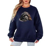 Sassy Souls Cockapoo Dog Lover Animals Womens Sweatshirt Illustrated Puppy Jumper For Dog Owners Ladies Pullover M Navy Blue