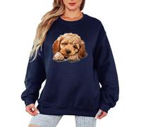 Sassy Souls Cockapoo Puppy Dog Lovers Animal Womens Graphic Sweatshirt Pet Owner Gift Comfy Pullover Jumper L Navy Blue