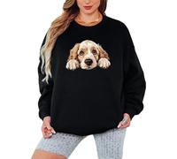 Sassy Souls Cocker Spaniel Dog Animal Design Womens Sweatshirt Pet Lover Pullover Jumper Illustrated Graphic For Her XL Black