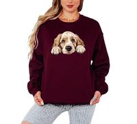 Sassy Souls Cocker Spaniel Dog Animal Design Womens Sweatshirt Pet Lover Pullover Jumper Illustrated Graphic For Her XL Maroon