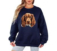 Sassy Souls Cocker Spaniel Dog Animal Graphic Sweatshirt For Women Canine Pet Lover Ladies Pullover Jumper Design L Navy Blue