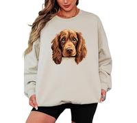 Sassy Souls Cocker Spaniel Dog Animal Graphic Sweatshirt For Women Canine Pet Lover Ladies Pullover Jumper Design M Sand