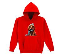 Sassy Souls Cocker Spaniel Dog Winter Hat Scarf Animals Kids Hoodie For Boys Or Girls Pullover 9-11 Years Red