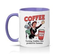 Sassy Souls Coffee Turning Zombies Into Productive Humans 11oz Ceramic Novelty Mug Zombie Lovers Retro Comic Art Tea Coffee Cup Gift Light Purple