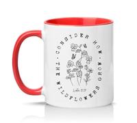Sassy Souls Consider How The Wildflowers Grow Luke 12:27 Womens 11oz Ceramic Novelty Mug Bible Verse Religious Tea Coffee Cup Gift Red