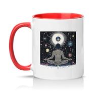 Sassy Souls Cosmic Meditation 11oz Ceramic Novelty Mug Spiritual Wellness Meditation Tea Coffee Cup Gift Red