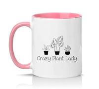 Sassy Souls Crazy Plant Lady Womens 11oz Ceramic Novelty Mug Gardening Plant Lover Tea Coffee Cup Gift Pink