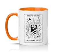 Sassy Souls Creep It Brewin The Coffee Addict 11oz Ceramic Novelty Mug Halloween Spooky Tarot Card Tea Coffee Cup Gift Orange