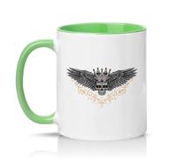 Sassy Souls Crowned Skull with Wings 11oz Ceramic Novelty Mug Gothic Fantasy Tea Coffee Cup Gift Green