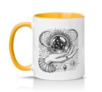 Sassy Souls Crystal Ball Celestial Hand 11oz Ceramic Novelty Mug Witchcraft Astrology Tea Coffee Cup Gift Golden Yellow