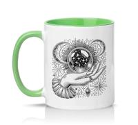 Sassy Souls Crystal Ball Celestial Hand 11oz Ceramic Novelty Mug Witchcraft Astrology Tea Coffee Cup Gift Green