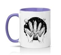 Sassy Souls Crystal Hands 11oz Ceramic Novelty Mug Celestial Crystal Healing Spirituality Tea Coffee Cup Gift Light Purple