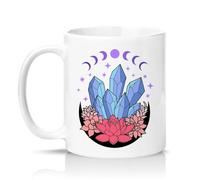 Sassy Souls Crystal Moon Phases Floral Womens 11oz Ceramic Novelty Mug Spiritual Wellness Tea Coffee Cup White