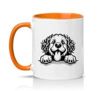 Sassy Souls Cute Peeking Dog 11oz Ceramic Novelty Mug Cockapoo Pet Lovers Tea Coffee Cup Gift Orange