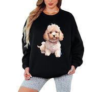 Sassy Souls Cute Poodle Dog Animals Pet Lover Womens Sweatshirt Watercolor Graphic Pullover Jumper For Women S Black