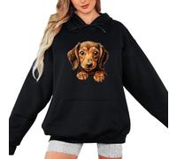 Sassy Souls Dachshund Dog Puppy Animals Womens Hoodie Sweatshirt Ladies Hooded Pullover Cozy Graphic Hoodie for Women 4XL (30-32) Black