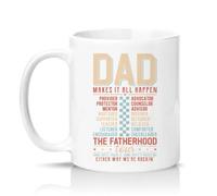 Sassy Souls DAD Makes IT All Happen THE Fatherhood Tour Mens 11oz Ceramic Novelty Mug Retro Style Fathers Day Tea Coffee Cup Gift White