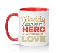 Sassy Souls Daddy A Sons First Hero A Daughters First Love Mens 11oz Ceramic Novelty Mug New Dad Fathers Day Tea Coffee Cup Red