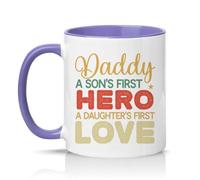 Sassy Souls Daddy A Sons First Hero A Daughters First Love Mens 11oz Ceramic Novelty Mug New Dad Fathers Day Tea Coffee Cup Light Purple