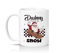 Sassy Souls Dashing Through The Snow 11oz Ceramic Novelty Mug Skateboarding Santa Christmas Tea Coffee Cup White