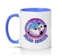 Sassy Souls Dead Inside 11oz Ceramic Novelty Mug Opossum Meme Animal Humour Tea Coffee Cup Gift Blue