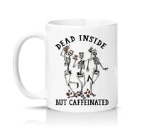 Sassy Souls Dead Inside But Caffeinated Womens 11oz Ceramic Novelty Mug Sarcastic Goth Coffee Lovers Tea Coffee Cup Gift White