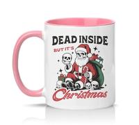 Sassy Souls Dead Inside But Its Christmas 11oz Ceramic Novelty Mug Dead Inside Sarcasm Christmas Humour Tea Coffee Cup Gift Pink