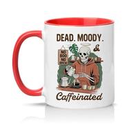 Sassy Souls Dead Moody and Caffeinated 11oz Ceramic Novelty Mug Skeleton Coffee Lovers Tea Coffee Cup Gift Red