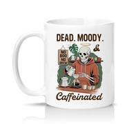 Sassy Souls Dead Moody and Caffeinated No Boo No Brew 11oz Ceramic Novelty Mug Skeleton Coffee Lovers Tea Coffee Cup Gift White