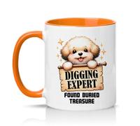 Sassy Souls Digging Expert Found Buried Treasure 11oz Ceramic Novelty Mug Dog Humour Pet Owners Tea Coffee Cup Gift Orange